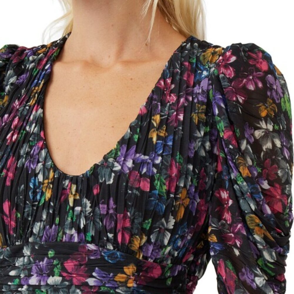 French Connection Womens 0 Zelka Alanna Jersey Colorful Ruched Long Sleeve Dress - Picture 4 of 6